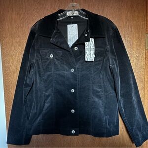 Ama Zing Black Corduroy Button Up Extra Stretch Jacket.